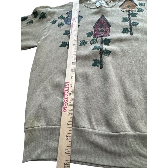 VTG 90s Birdhouse Leaf Crewneck Sweatshirt Brown Adult Large Pullover Granny - Picture 6 of 7